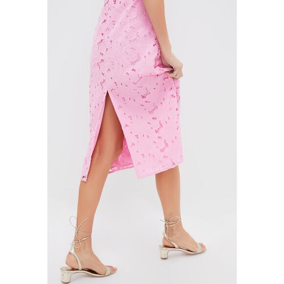 HYACINTH HOUSE Carnation Pink Eyelet Evelyn Midi Dress Size XS NWT - Picture 7 of 8